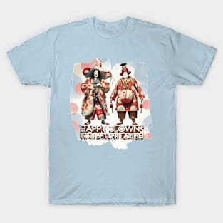 Japanese vintage circus performers funny angry clowns T-Shirt